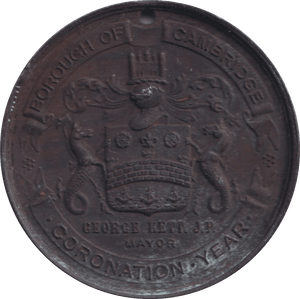 1902 EDWARD VII CORONATION MEDAL CAMBRIDGE - MEDALS & MEDALLIONS - Cambridgeshire Coins