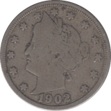 1902 FIVE CENT USA - WORLD COINS - Cambridgeshire Coins