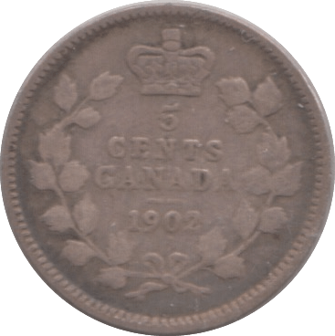 1902 FIVE CENTS CANADA - SILVER WORLD COINS - Cambridgeshire Coins