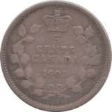 1902 FIVE CENTS CANADA - SILVER WORLD COINS - Cambridgeshire Coins