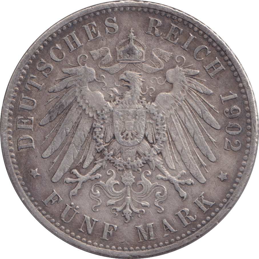 1902 FIVE MARK BERLIN A - SILVER WORLD COINS - Cambridgeshire Coins