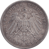 1902 FIVE MARK BERLIN A - SILVER WORLD COINS - Cambridgeshire Coins