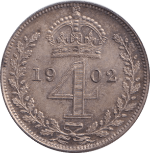 1902 MAUNDY FOURPENCE ( UNC ) 1 - MAUNDY FOURPENCE - Cambridgeshire Coins