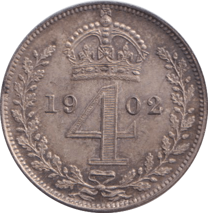 1902 MAUNDY FOURPENCE ( UNC ) 1 - MAUNDY FOURPENCE - Cambridgeshire Coins