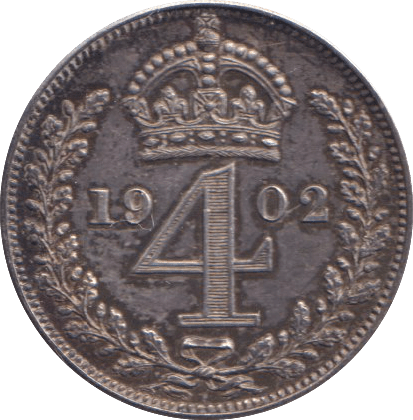 1902 MAUNDY FOURPENCE ( UNC ) 5 - MAUNDY FOURPENCE - Cambridgeshire Coins