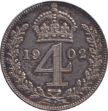 1902 MAUNDY FOURPENCE ( UNC ) 5 - MAUNDY FOURPENCE - Cambridgeshire Coins