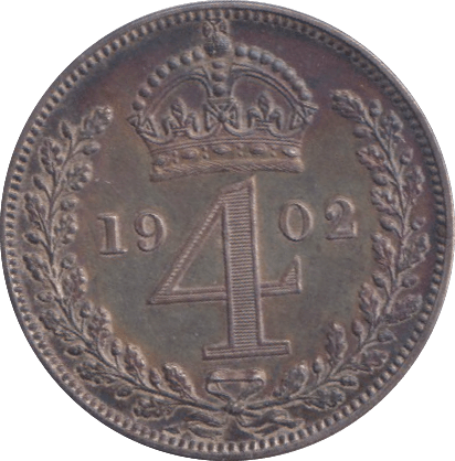 1902 MAUNDY FOURPENCE ( UNC ) - MAUNDY FOURPENCE - Cambridgeshire Coins