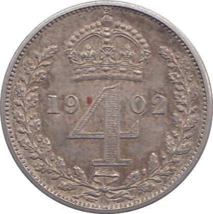1902 MAUNDY FOURPENCE ( UNC ) - MAUNDY FOURPENCE - Cambridgeshire Coins