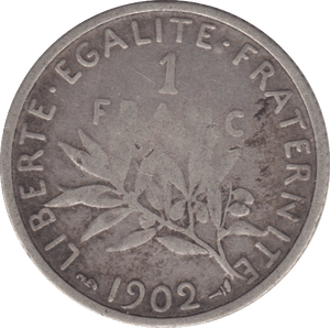 1902 ONE FRANC - WORLD COINS - Cambridgeshire Coins
