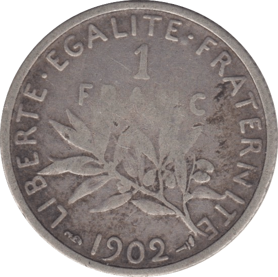 1902 ONE FRANC - WORLD COINS - Cambridgeshire Coins