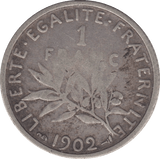 1902 ONE FRANC - WORLD COINS - Cambridgeshire Coins