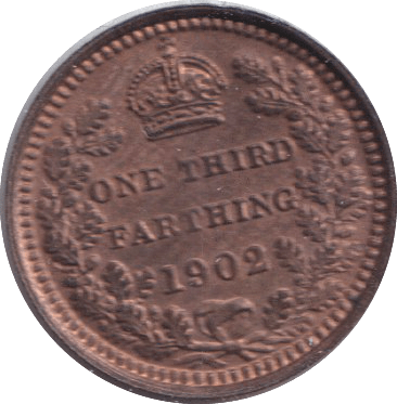 1902 ONE THIRD FARTHING ( EF ) - ONE THIRD FARTHING - Cambridgeshire Coins