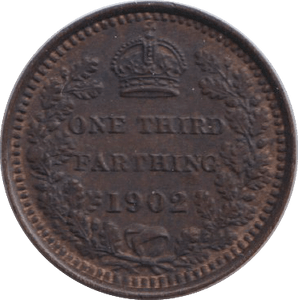 1902 ONE THIRD FARTHING ( EF ) - ONE THIRD FARTHING - Cambridgeshire Coins