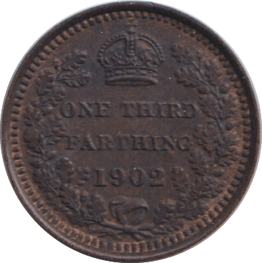 1902 ONE THIRD FARTHING ( EF ) - ONE THIRD FARTHING - Cambridgeshire Coins