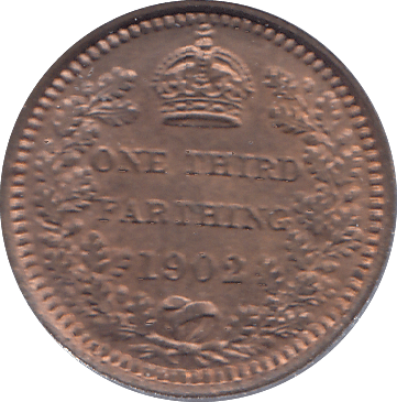 1902 ONE THIRD FARTHING ( UNC ) - ONE THIRD FARTHING - Cambridgeshire Coins