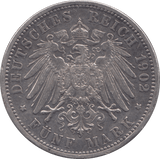 1902 SILVER 5 DEUTSCHE MARK GERMANY - SILVER WORLD COINS - Cambridgeshire Coins