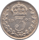 1902 SILVER THREEPENCE ( EF ) - Threepence - Cambridgeshire Coins