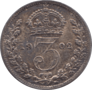 1902 SILVER THREEPENCE ( EF ) - Threepence - Cambridgeshire Coins