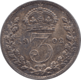 1902 SILVER THREEPENCE ( EF ) - Threepence - Cambridgeshire Coins