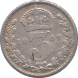 1902 SILVER THREEPENCE ( FINE ) - Threepence - Cambridgeshire Coins