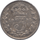 1902 SILVER THREEPENCE ( FINE ) - Threepence - Cambridgeshire Coins