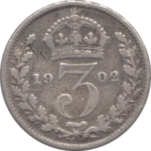 1902 SILVER THREEPENCE ( FINE ) - Threepence - Cambridgeshire Coins