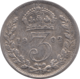 1902 SILVER THREEPENCE ( FINE ) - Threepence - Cambridgeshire Coins
