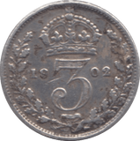 1902 SILVER THREEPENCE ( FINE ) - Threepence - Cambridgeshire Coins