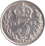 1902 SILVER THREEPENCE ( UNC ) - THREEPENCE - Cambridgeshire Coins