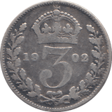 1902 SILVER THREEPENCE ( VF ) - THREEPENCE - Cambridgeshire Coins