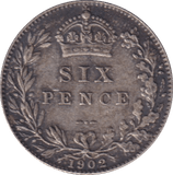 1902 SIXPENCE (EF) - SIXPENCE - Cambridgeshire Coins