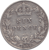 1902 SIXPENCE ( FINE ) - SIXPENCE - Cambridgeshire Coins