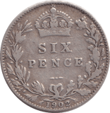 1902 SIXPENCE ( GF ) - SIXPENCE - Cambridgeshire Coins