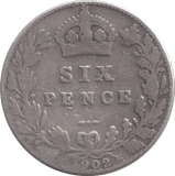 1902 SIXPENCE ( NF ) - SIXPENCE - Cambridgeshire Coins
