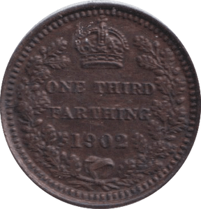 1902 THIRD FARTHING ( AUNC ) - ONE THIRD FARTHING - Cambridgeshire Coins