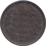 1902 THIRD FARTHING ( GVF ) - ONE THIRD FARTHING - Cambridgeshire Coins