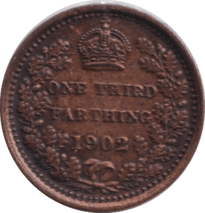 1902 THIRD FARTHING ( VF ) - ONE THIRD FARTHING - Cambridgeshire Coins
