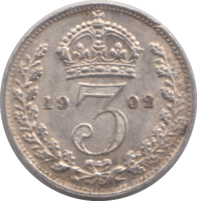 1902 THREE PENCE ( GVF ) - Threepence - Cambridgeshire Coins