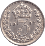 1902 THREEPENCE ( AUNC ) - THREEPENCE - Cambridgeshire Coins