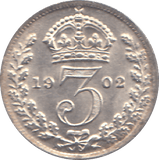 1902 THREEPENCE ( BU ) - THREEPENCE - Cambridgeshire Coins