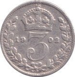 1902 THREEPENCE ( FINE ) - THREEPENCE - Cambridgeshire Coins