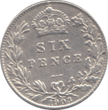 1903 EDWARD VII SIXPENCE ( GVF ) - SIXPENCE - Cambridgeshire Coins