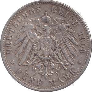 1903 FIVE MARK BERLIN A - SILVER WORLD COINS - Cambridgeshire Coins
