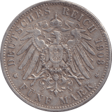 1903 FIVE MARK BERLIN A - SILVER WORLD COINS - Cambridgeshire Coins