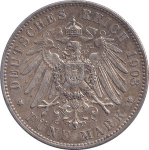 1903 FIVE MARK SAXONY E - SILVER WORLD COINS - Cambridgeshire Coins