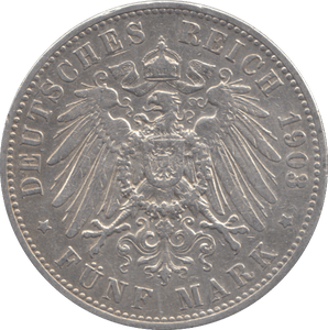 1903 SILVER 5 MARK GERMANY - SILVER WORLD COINS - Cambridgeshire Coins