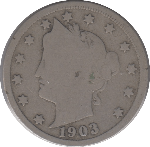 1903 SILVER FIVE CENTS ( USA ) - SILVER WORLD COINS - Cambridgeshire Coins