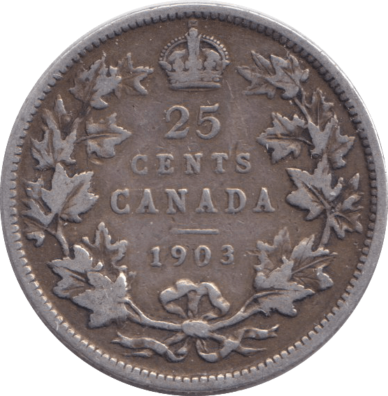 1903 SILVER TWENTY FIVE CENTS CANADA - SILVER WORLD COINS - Cambridgeshire Coins