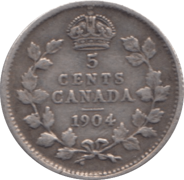 1904 CANADA SILVER 5 CENTS - SILVER WORLD COINS - Cambridgeshire Coins
