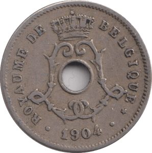 1904 FIVE CENTS BELGIUM - WORLD COINS - Cambridgeshire Coins